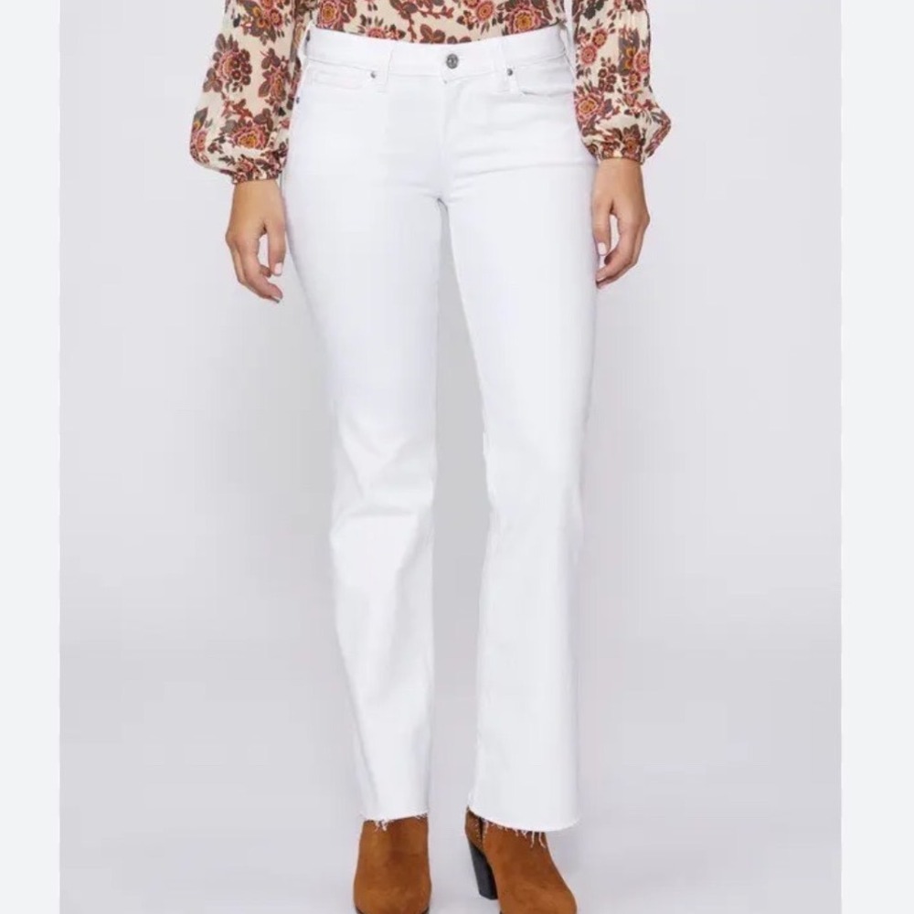 Paige Sloaneβ White Raw Hem Straight Leg Denim Jeans Summer Preppy Size 32